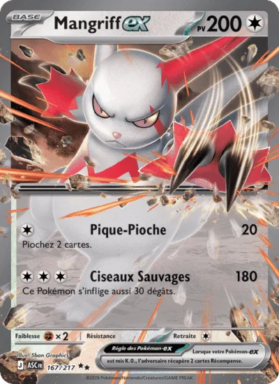 Carte Pokémon : Mangriff ex (ASC 167) Near Mint