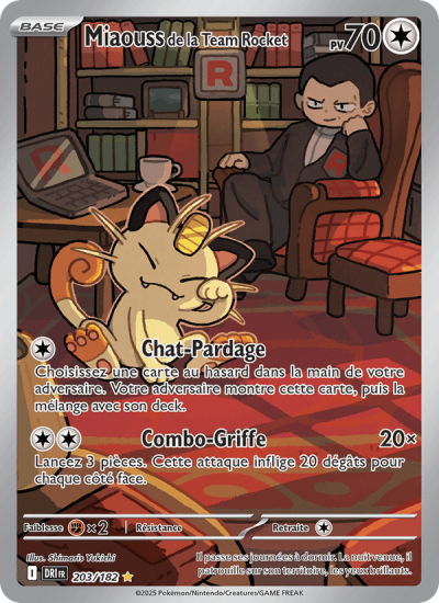 Carte Pokémon : Miaouss de la Team Rocket (DRI 203) (Grade 9.5 Neuf+ CCC Grading)