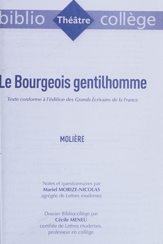 Le Bourgeois gentilhomme, Molière - Bibliocollège occ