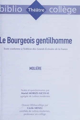 Le Bourgeois gentilhomme, Molière - Bibliocollège occ