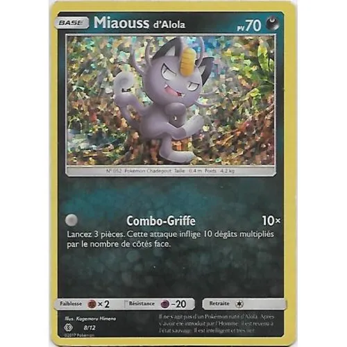Carte Pokémon : Miaouss d'Alola (MCD17 8) Light Played occ