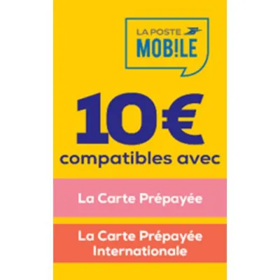 CARTE RECHARGE LA POSTE MOBILE 10 EURO