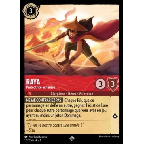 Carte Lorcana : Raya, Protectrice acharnée (121/204-FR-4 4URS) Mint occ