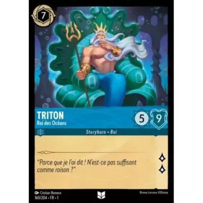 Carte Lorcana : Triton - Roi des Océans (Brillante) (160/204 1TFC) Near Mint occ