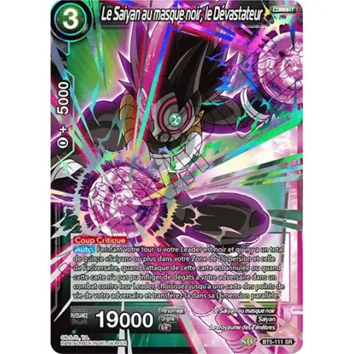 Carte Dragon Ball Super : Le Saiyan au masque noir, le Dévastateur (Brillante) (BT5-111-SR) Near Mint occ