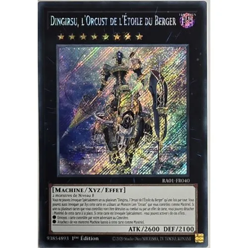 CARTE YU-GI-OH! : DINGIRSU, L ORCUST DE L ETOILE DU BERGER (RA01-FR040) SECRET RARE OCC