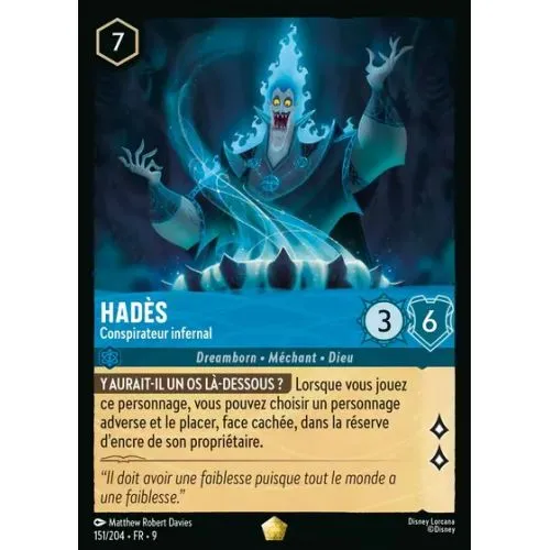 Carte Lorcana : Hadès - Conspirateur infernal (151/204-FR-9 9FAB) Near Mint occ