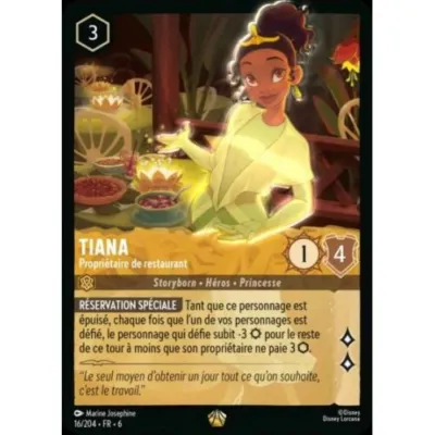 Carte Lorcana : Tiana - Propriétaire de restaurant (16/204-FR-6 6AZS) Near Mint occ