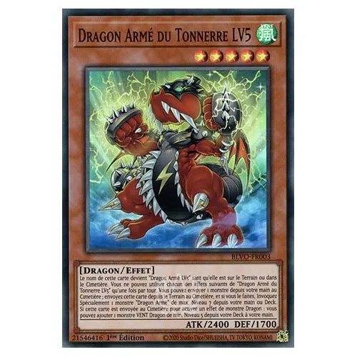 Carte Yu-Gi-Oh! : Dragon Armé du Tonnerre LV5 1ère Édition (BLVO-FR003) Super Rare occ