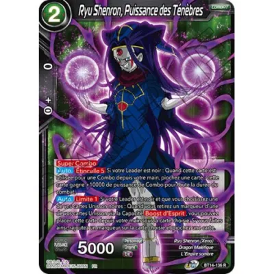 Carte Dragon Ball Super : Ryu Shenron, Puissance des Ténèbres (Brillante) (BT14-136-R) Near Mint occ