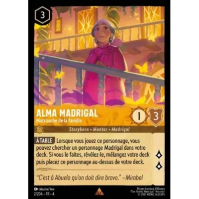 Carte Lorcana : Alma Madrigal - Matriarche de la famille (Brillante) (2/204-FR-4 4URS) Near Mint occ