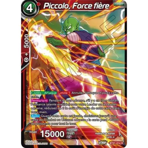 Carte Dragon Ball Super : Piccolo, Force fière - Brillante (BT21-014-R) Near Mint occ