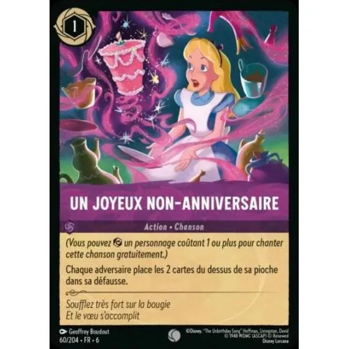 Carte Lorcana : Un Joyeux non-anniversaire (Brillante) (60/204-FR-6 6AZS) Near Mint occ