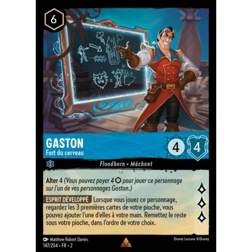 Carte Lorcana : Gaston - Fort du cerveau (Brillante) (147/204-FR-2 2ROF) Near Mint occ
