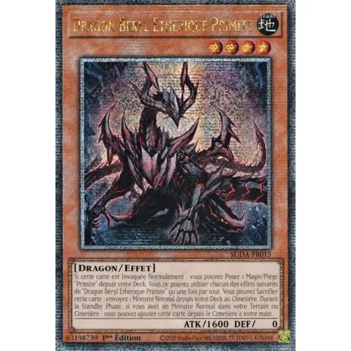 Carte Yu-Gi-Oh! : Dragon Béryl Éthérique Primite 1ère Édition (SUDA-FR015) Secret Rare Quart de Siècle occ