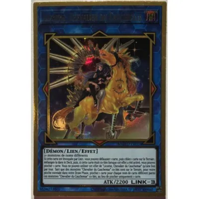 Carte Yu-Gi-Oh! : Licorne, Chevalier du Cauchemar (MGED-FR034) Premium Gold Rare Occ
