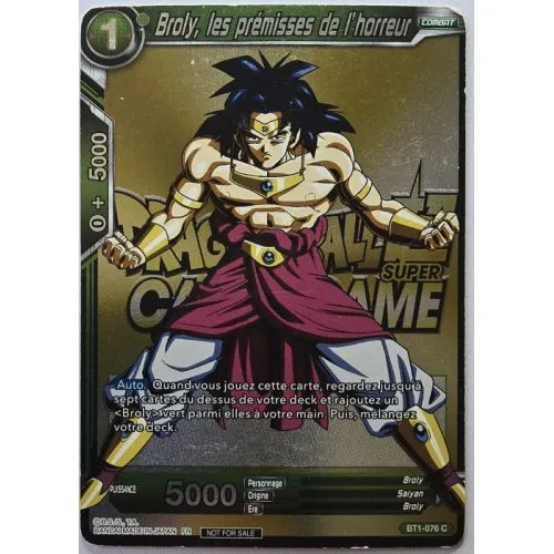 Carte Dragon Ball Super : Broly, les prémisses de l'horreur (Gold) (BT1-076) C OCC