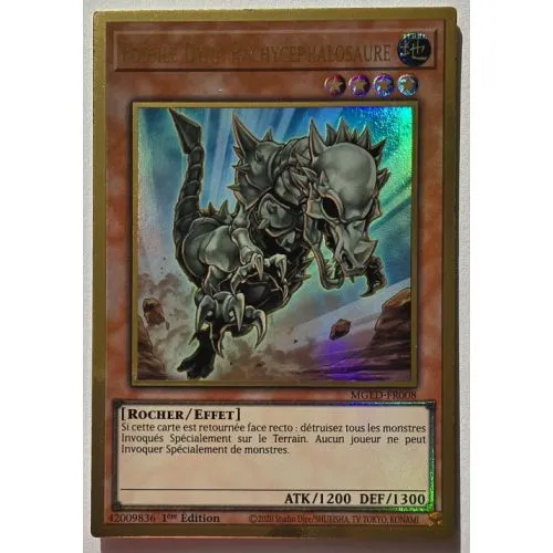 Carte Yu-Gi-Oh! : Fossile Dyna Pachycéphalosaure 1ère Édition (MGED-FR008) Premium Gold Rare Occ