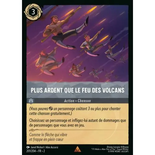 CARTE LORCANA : PLUS ARDENT QUE LE FEU DES VOLCANS (201/204 2ROF FOIL) OCC