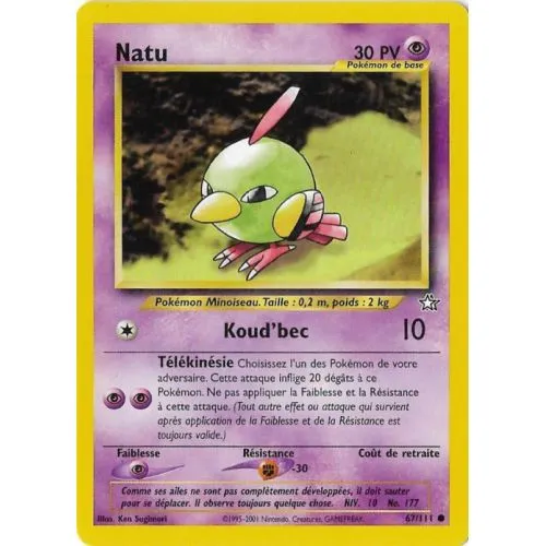 Carte Pokémon : Natu (NG 67) (Excellent) occ
