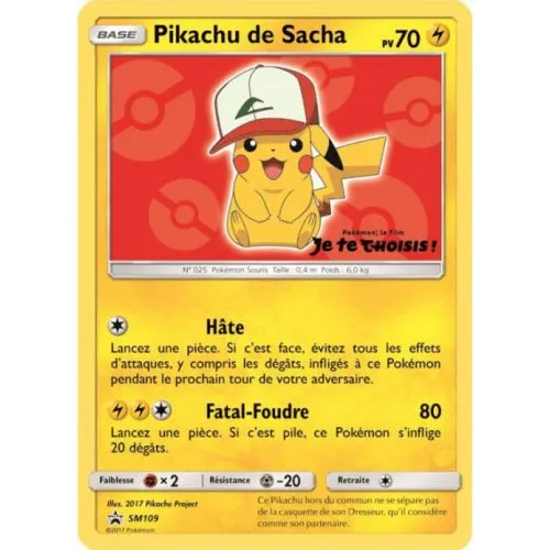 Carte Pokémon : Pikachu de Sacha (SM 109) (Near Mint) occ