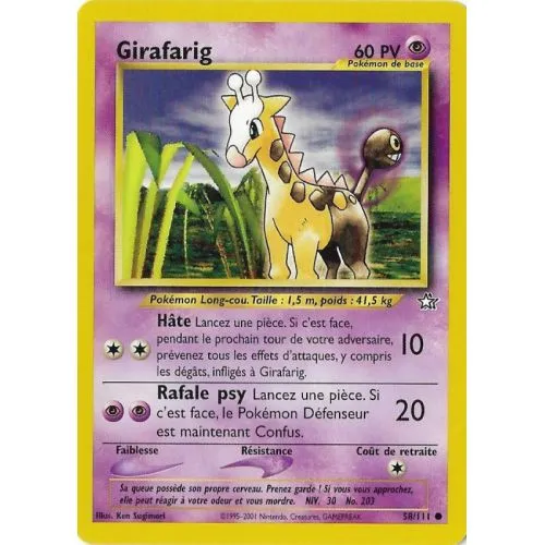 Carte Pokémon : Girafarig (NG 58) (Excellent) occ