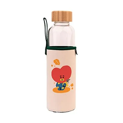 Bouteille BTS : TATA Avec Bouchon en Bambou et Protection BT21 occ